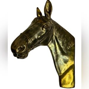 Vintage Thoroughbred Horse Head Plaque Brass Relief Wall Hanging 10” Edmar Hor81